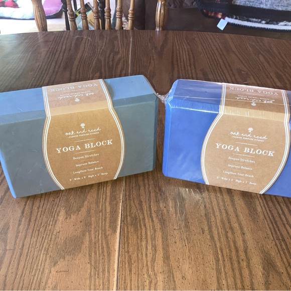 Blue Gray Yoga Block Set from oak and reed fashion forward fitness 9”W  6”H 3“ D - Picture 1 of 3